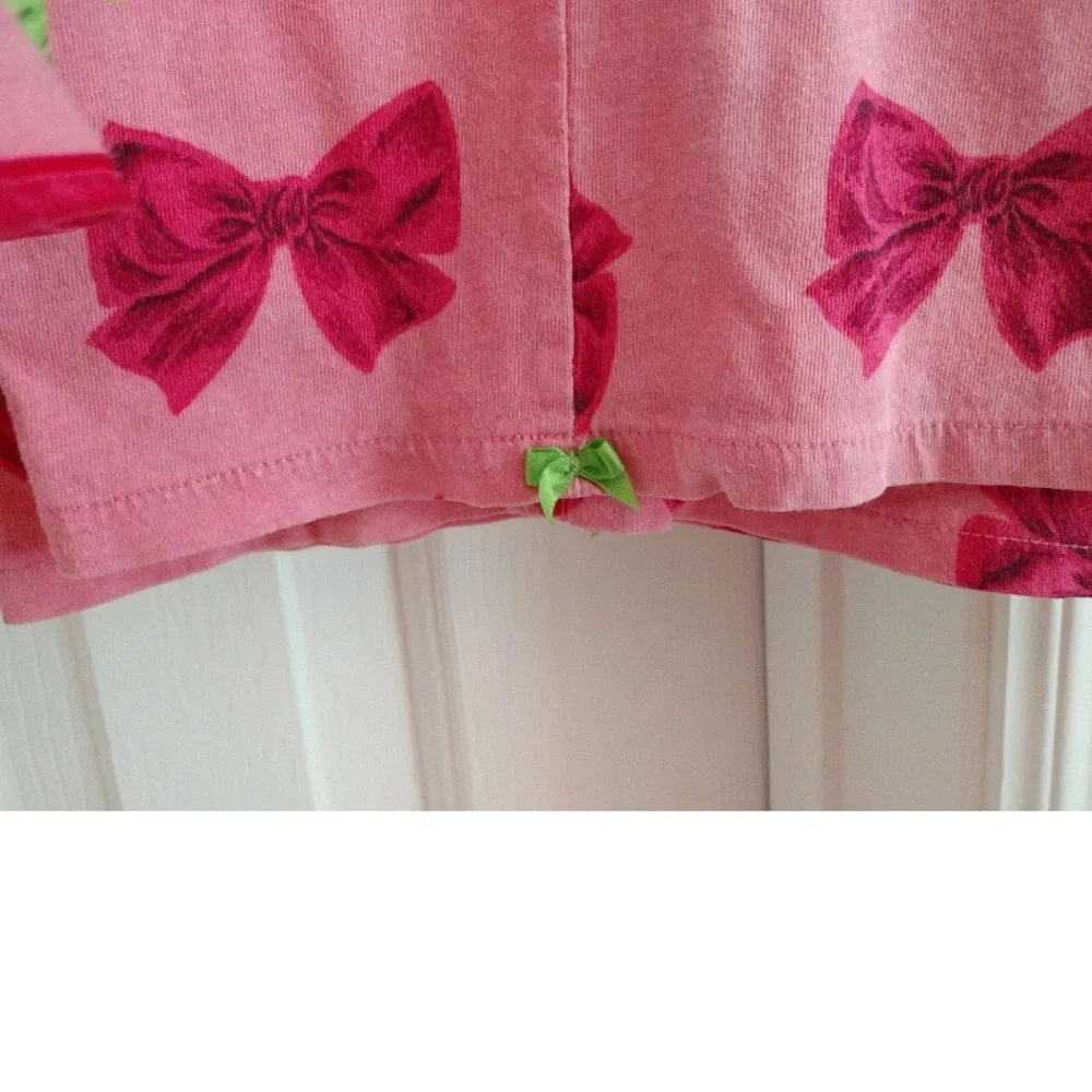 Betsey Johnson Pink Pajama Set with Bow Pattern - Picture 3 of 8